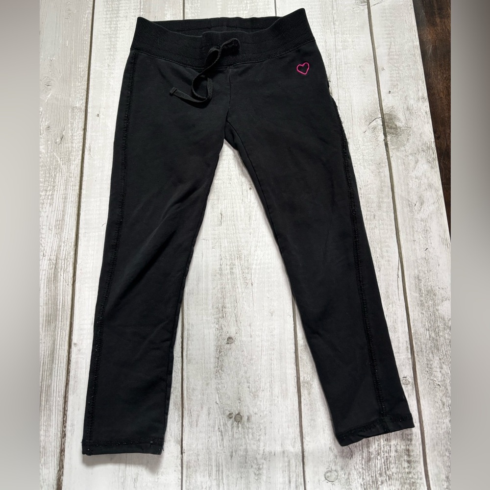 5/$25 Black Kids Slim Fit Sweatpants with Heart Detail